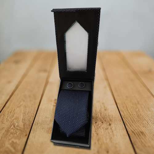 Perforated Designer Tie and Cufflink