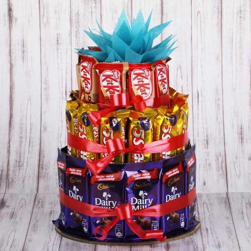 Enticing 3 tier Arrangement of Assorted Chocolates