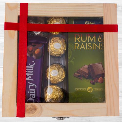 Enjoyable Wooden Gift Box of Assorted Chocolates