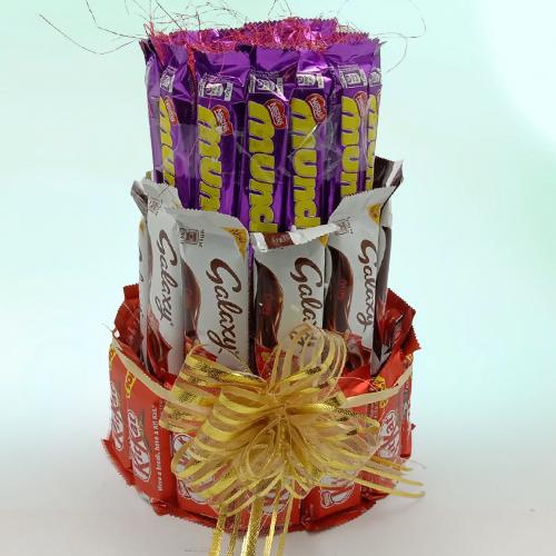 Marvelous 3 Layer Tower Arrangement of Mixed Chocolates