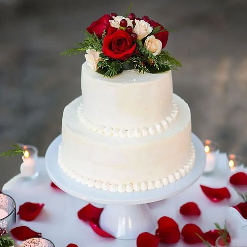 Elegant 2 Tier Round Shape Eggless Vanilla Cake