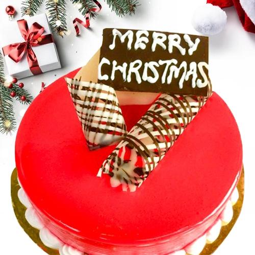 Delightful Merry Christmas Strawberry Flavor Cake