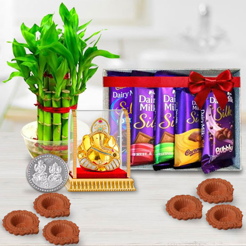 Eco Friendly Gift of Plants Cadbury Chocolates n Ganesh Idol for Diwali