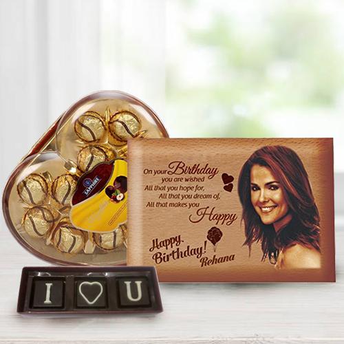 Attractive Personalized MD Love Frame with Chocolates Combo