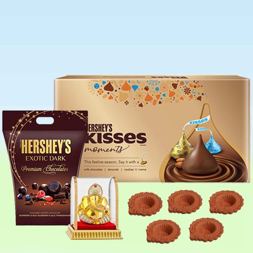 Finest Hersheys Choco Assortment with Vighnesh Idol n Diya