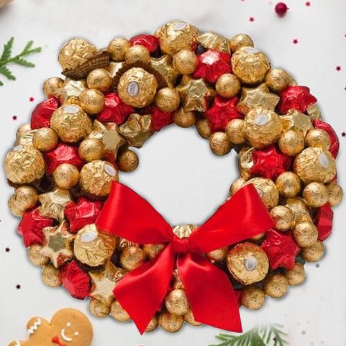 Sensational Xmas Wreath of Handmade Chocolates  N  Ferrero Rocher