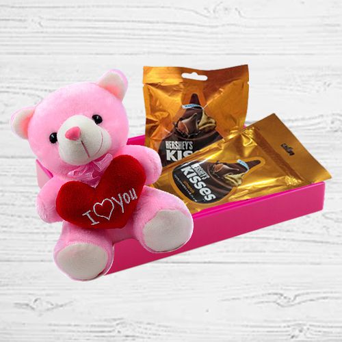 Love Overloaded Hersheys Kisses Duo and Teddy with Heart