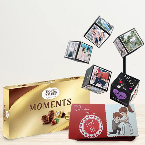 Arresting Magic Pop Up Box of Personalized Photos with Ferrero Rocher Chocolates