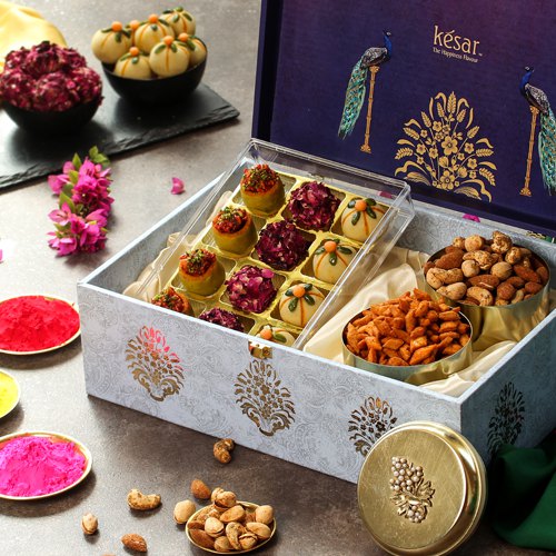 Delectable Assorted Ladoo with Nuts N Nimki Holi Gift Box