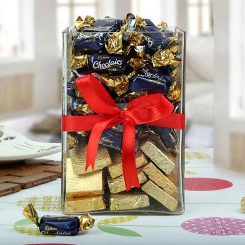 Christmas Special Cadbury Eclairs n Handmade Chocolate in a Glass Jar Pack