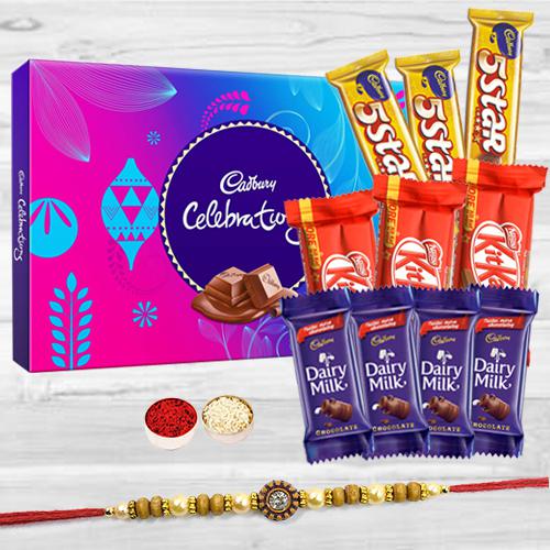 Luscious Combo of Assorted Chocolates with Rakhi