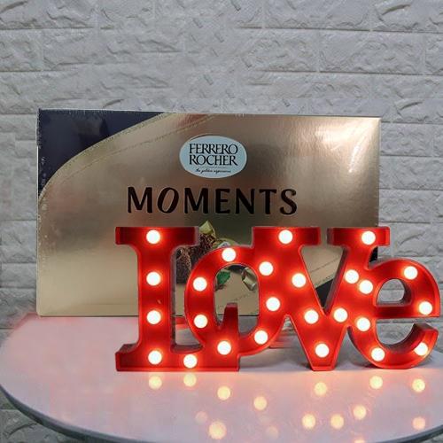 Delightful V day Gift of LOVE Lamp with Ferrero Rocher for Husband