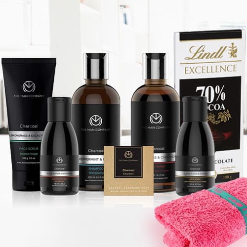 Rejuvenating Charcoal Mens Grooming Kit with Lindt Excellence Dark Chocolate
