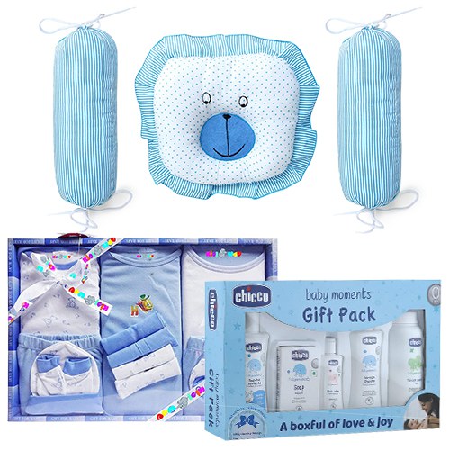 Charming Gift of Baby Dress N Chicco Gift Set with Pillows