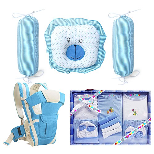 Wonderful Gift of Baby Clothing Set with Cotton Pillows N Baby Carrier