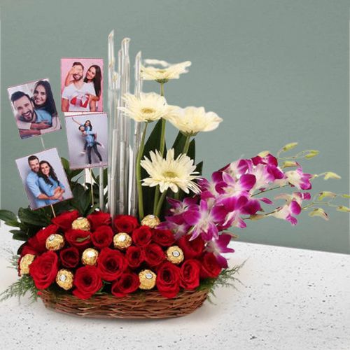 Sweetest Arrangement of Mixed Flowers with Personalized Photos