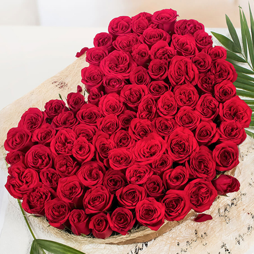 Lovely Arrangement of Heart Shaped Red Roses