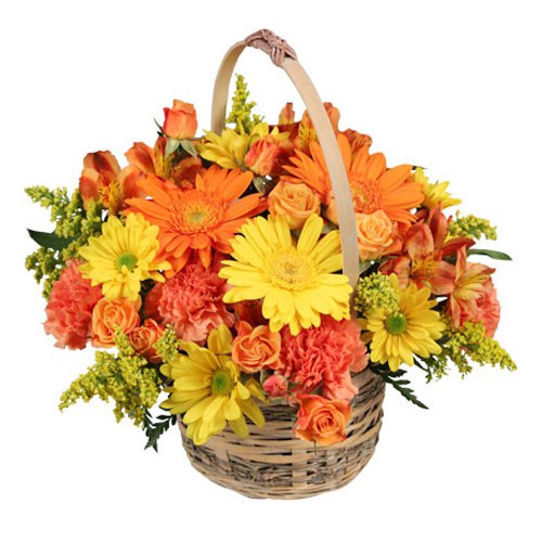 Color Coordinated Fresh Flowers Basket