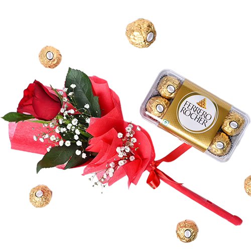 Enchanting Rose Posy N Ferrero Rocher Duo