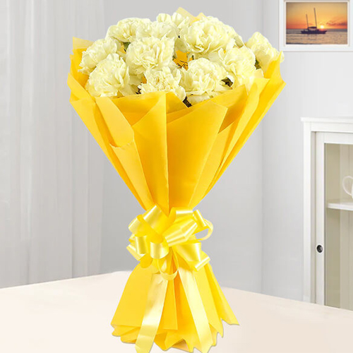 Pretty Bouquet of Yellow Carnations