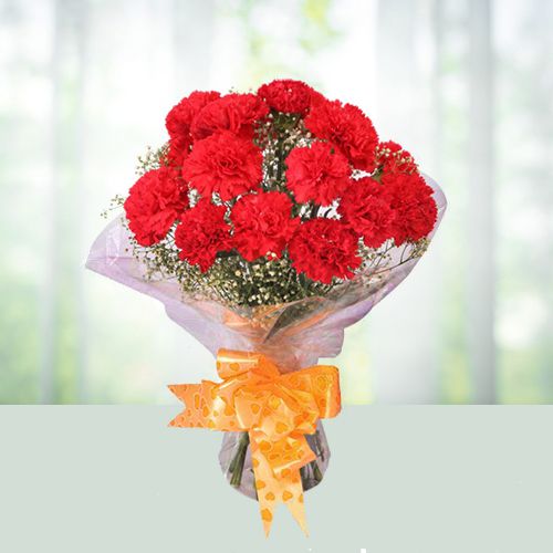 Attractive Red Color Carnations Bouquet