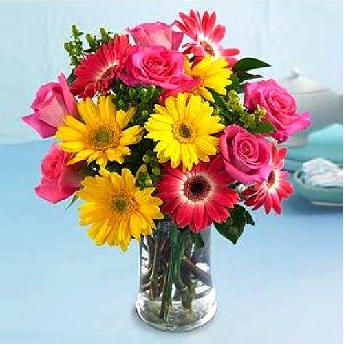 Multicolored Floral Collection in a Vase