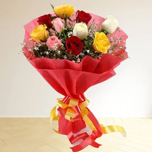 Lovely Arrangement of Colorful Roses