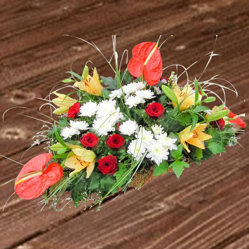 Premium Flat Table Arrangement of Mixed Flowers