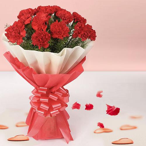 Stunning Red Carnations Bouquet