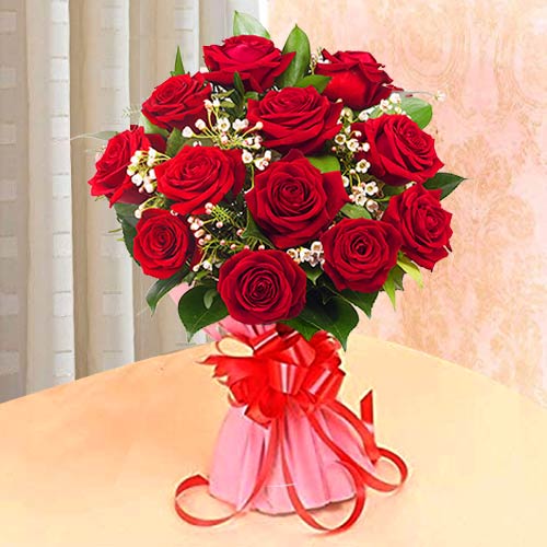15 Red Roses Bouquet Tissue Wrapping