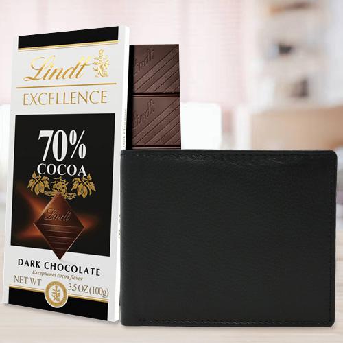 Amazing Rich Born Leather Wallet for Men with a Lindt Excellence Chocolate Bar