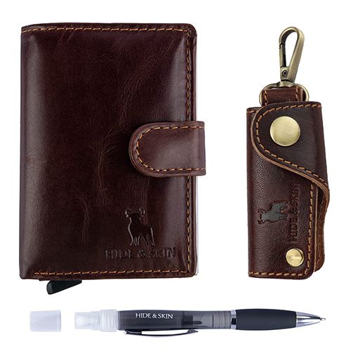 Admirable Hide N Skin Card Case with Pen and Key Chain Combo