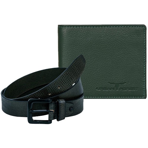 Lovely Urban Forest Mens Leather Wallet N Belt Set