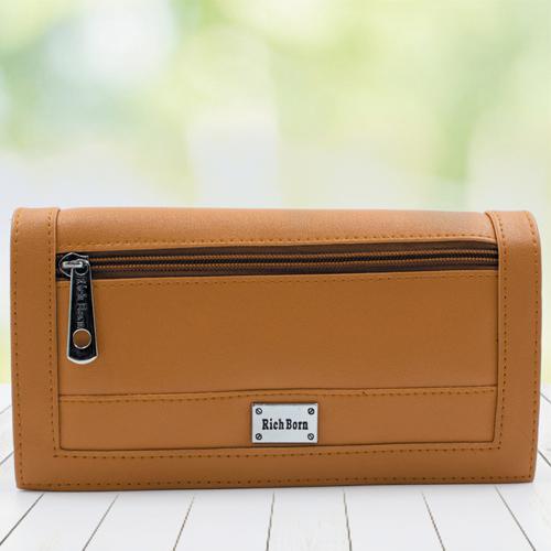 Stylish Tan Color Leather Vanity Bag for Women