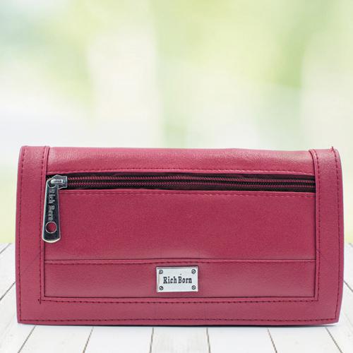 Amusing Womens Red Color Leather Vanity Bag