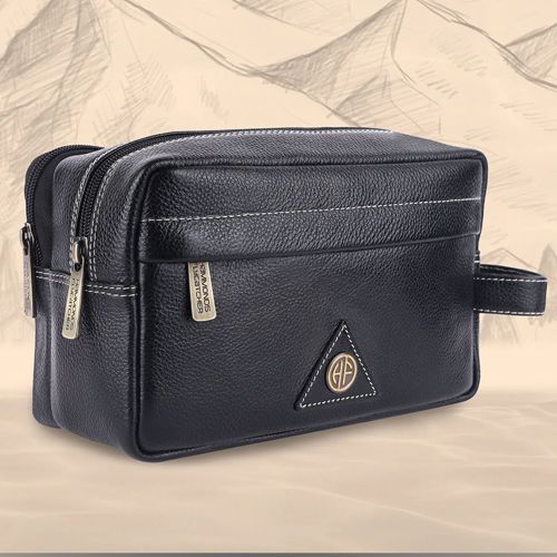 Trendy Mens Leather Toiletry Organizer Bag