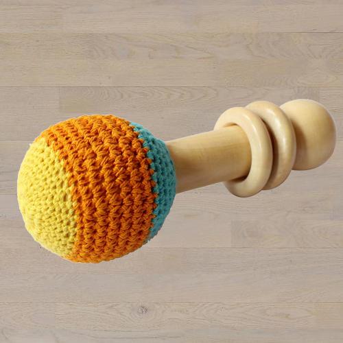 Exclusive Wooden Non Toxic Crochet Shaker Rattle Toy
