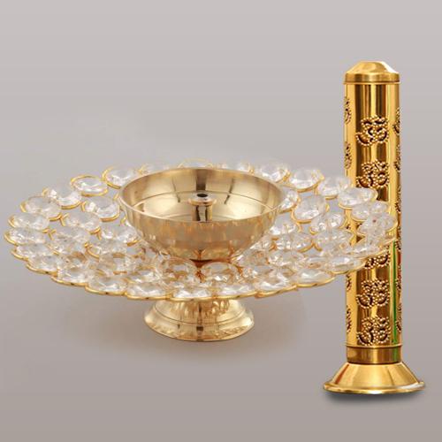 Marvelous Akhand Diya N Agarbatti Stand with Ash Catcher