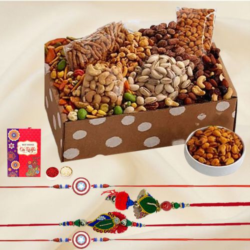 Admirable Family Rakhi Set with Dried Fruits n Gourmet Gift Box
