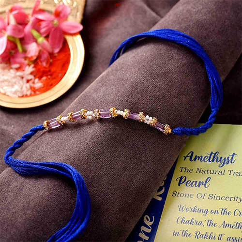 Amethyst and Pearl Rakhi Set