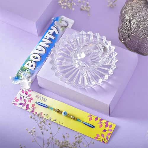 Amazing Evil Eye Rakhi with Good luck crystal tortoise Showpiece