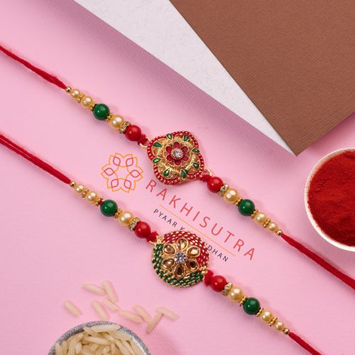 Stylish Kundan Rakhi Set of 2