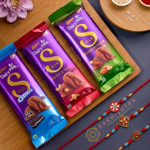 Marvellous Kundan Rakhi Set N Cadbury Combo