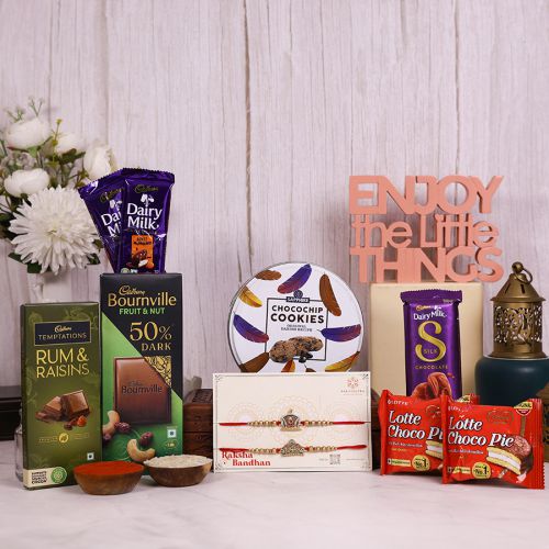 Premium Rakhi  N  Chocolates Treat Box