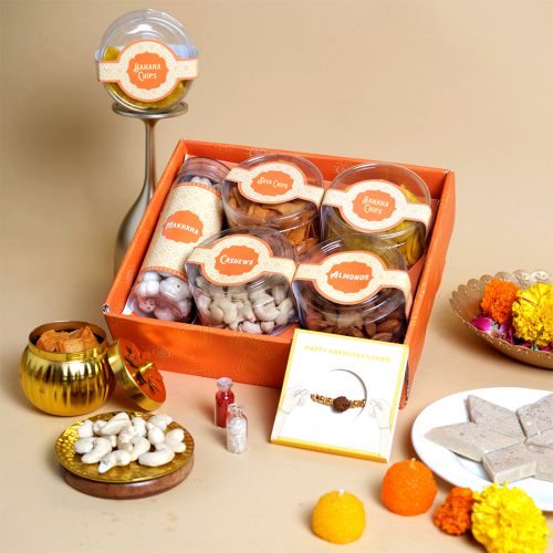 Rudraksha Rakhi  N  Healthy Treat Hamper