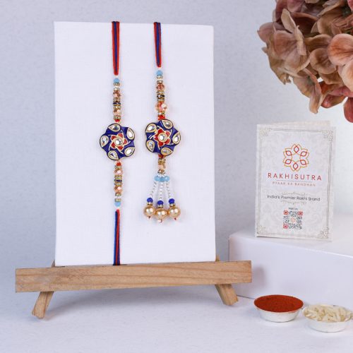 Attractive Kundan Bhaiya Bhabi Rakhi Gift