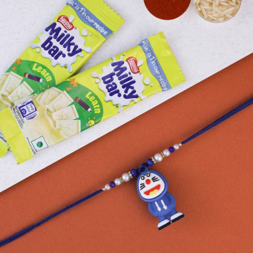 Cheerful Doremon Rakhi & Milkybar Combo