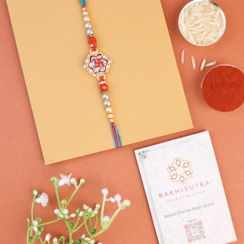 Kundan Swastik Rakhi Celebration Pack
