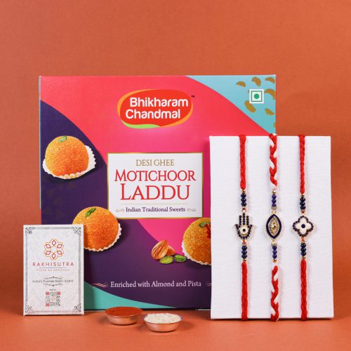 Evil Eye Rakhi & Sweets Combo