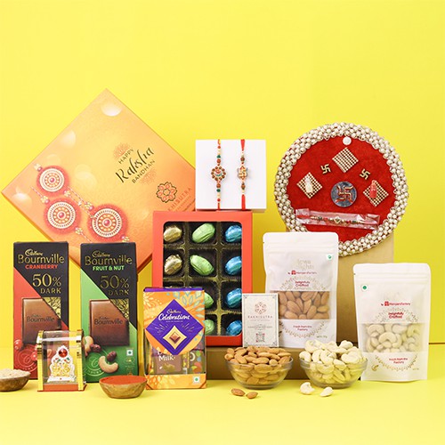 Divine Om & Swastik Rakhi Hamper
